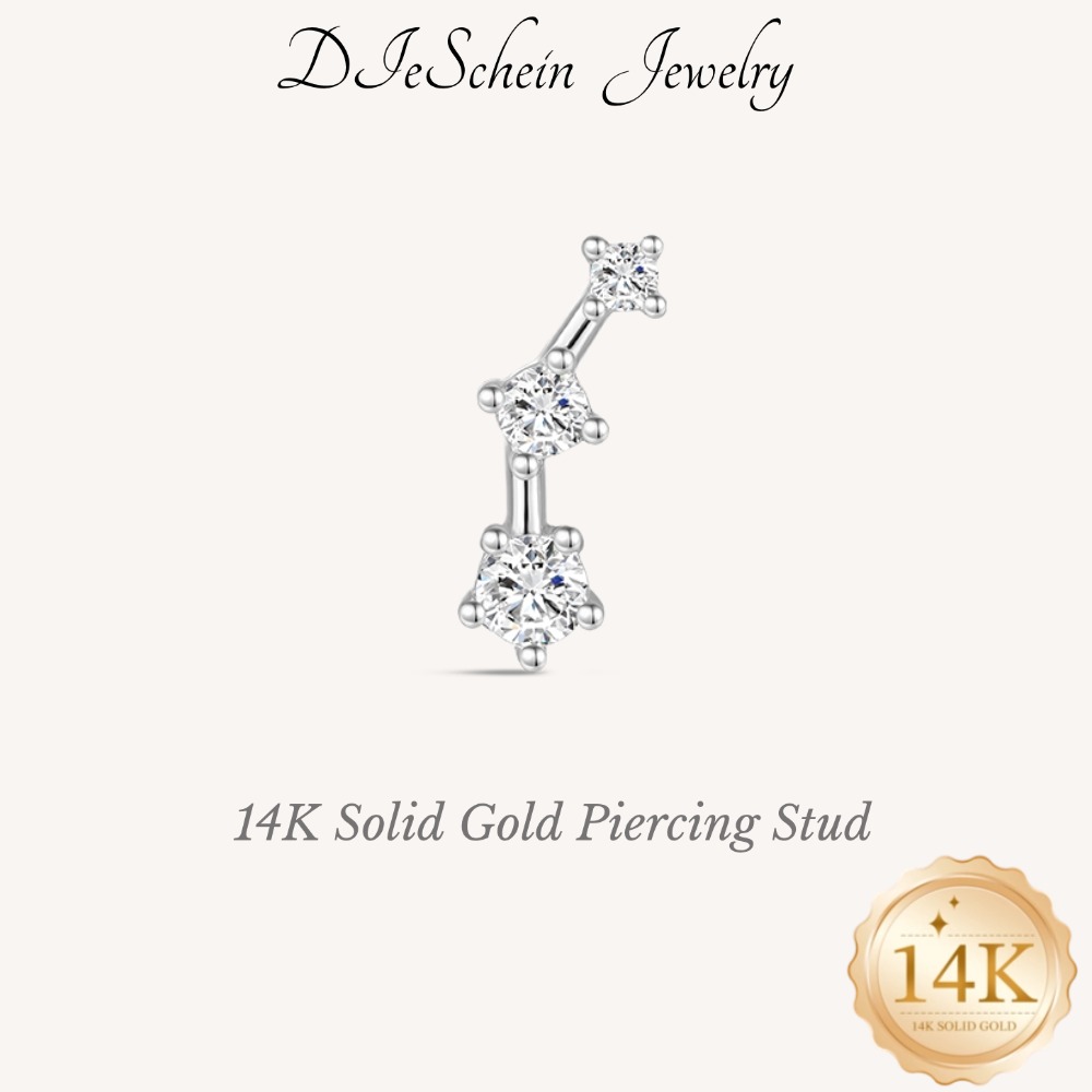 Body Jewelry Flat Back - DIeSchein 14K Solid Gold CZ Cartilage