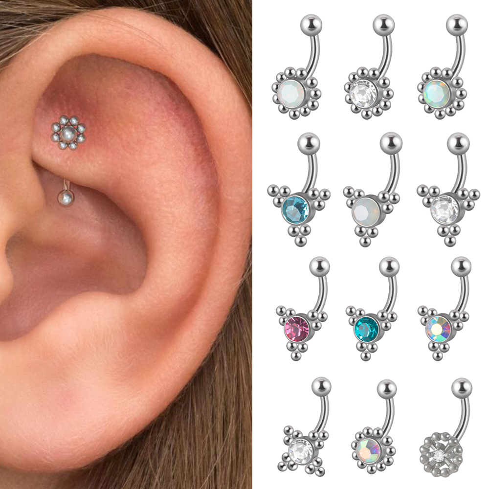 Body Jewelry Barbell - 1PC G23 TItanium 16G Crystal Rook