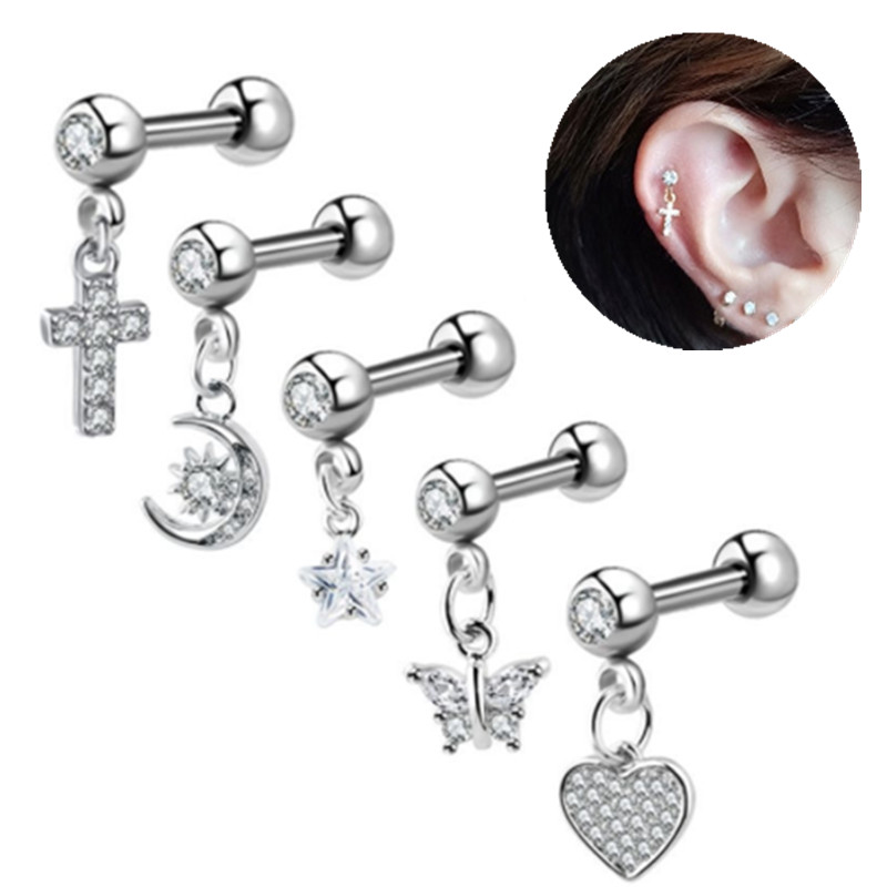 Body Jewelry Barbell - 1PCS Moon Ear Cartilage Stud Earring