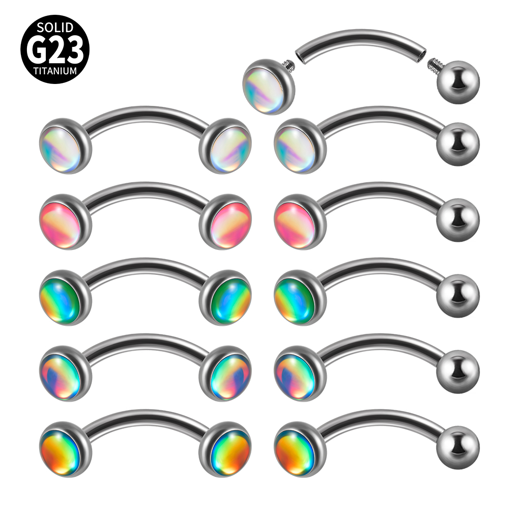 Body Jewelry Barbell - 1PC G23 TItanium 16G Flash Gem