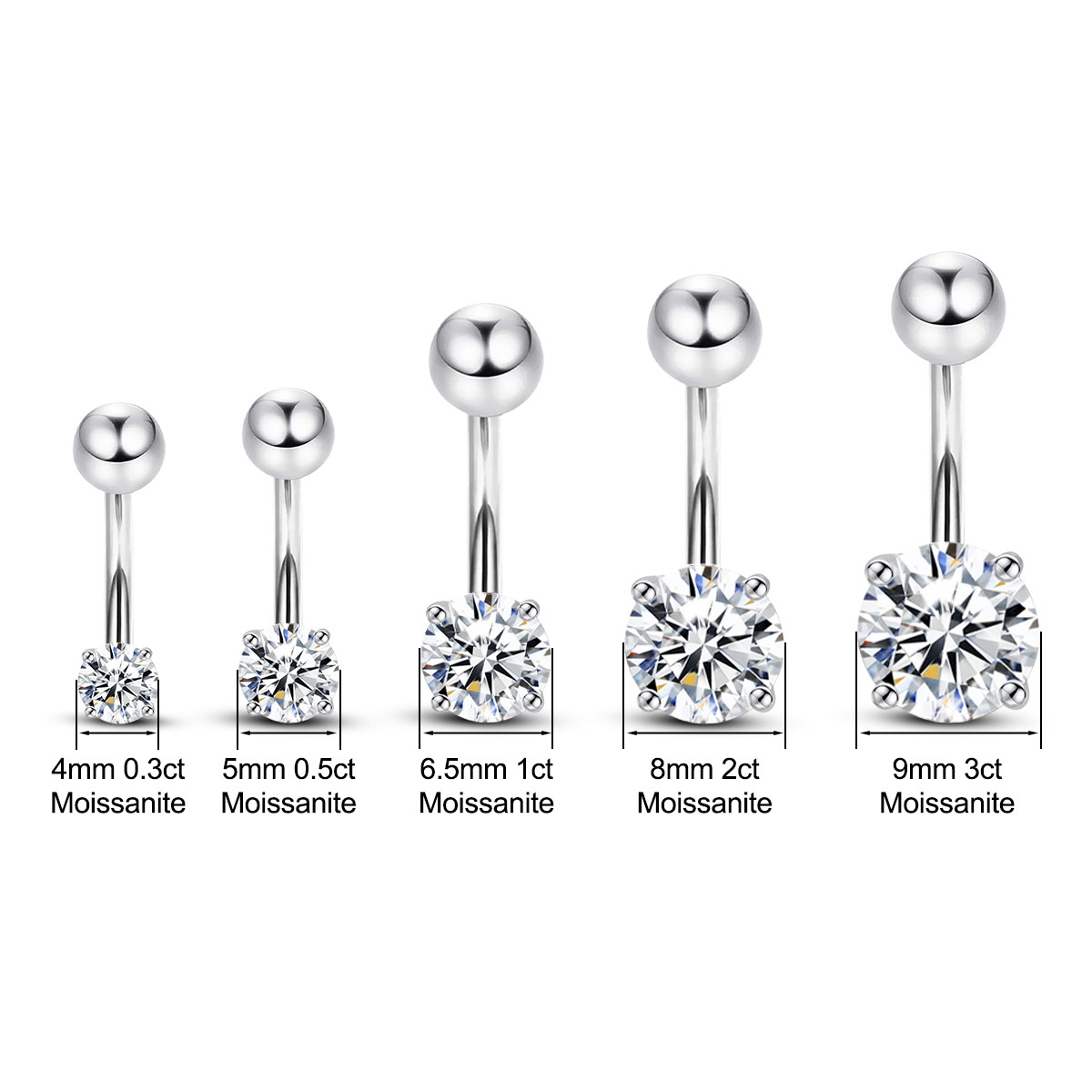 Body Jewelry On Sale - Szjinao 0.3ct To 3ct Moissanite Belly