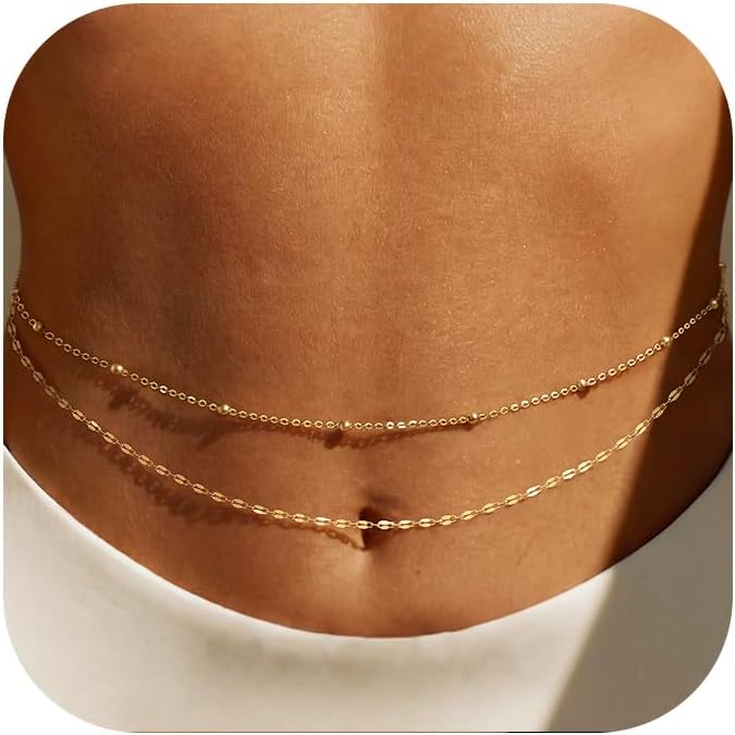 Body Jewelry Types - 14K Gold Plated Waist Chain Women