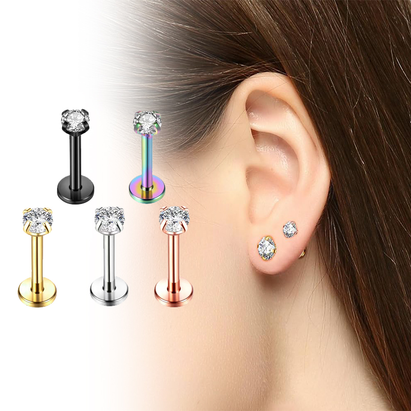 16G Titanium Internally Thread - Body Jewelry Flat Back recension och pris