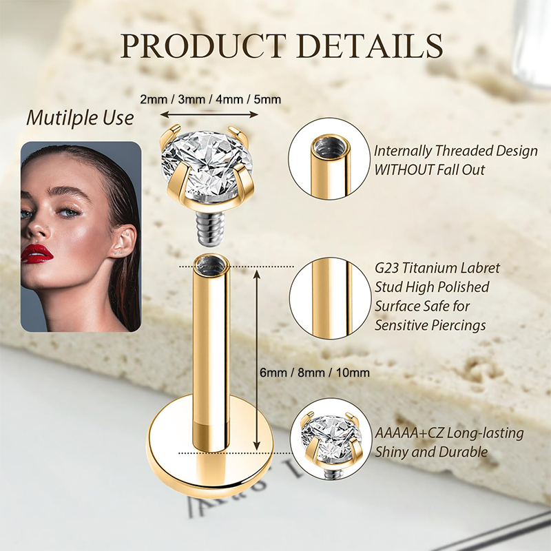 16G Titanium Internally Thread - Body Jewelry Flat Back recension och pris