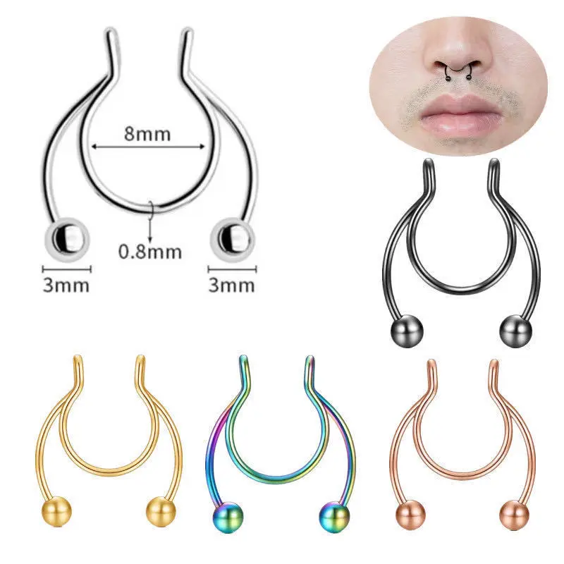 U Shaped Fake Nose Ring Hip Ho - Body Jewelry Nose Studs recension och pris
