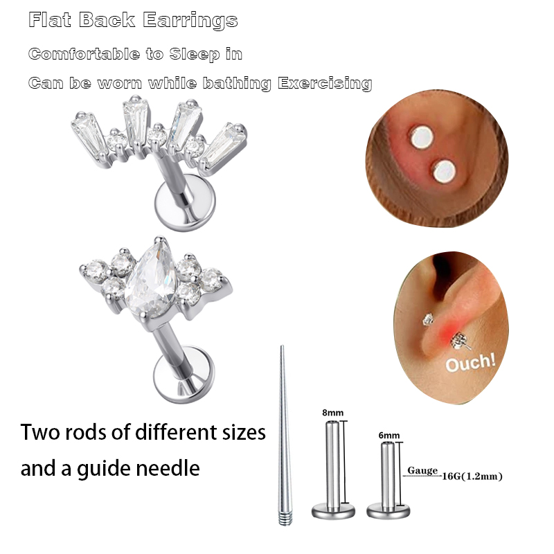 1 Pcs ASTM Titanium Helix Pier - Body Jewelry Flat Back recension och pris