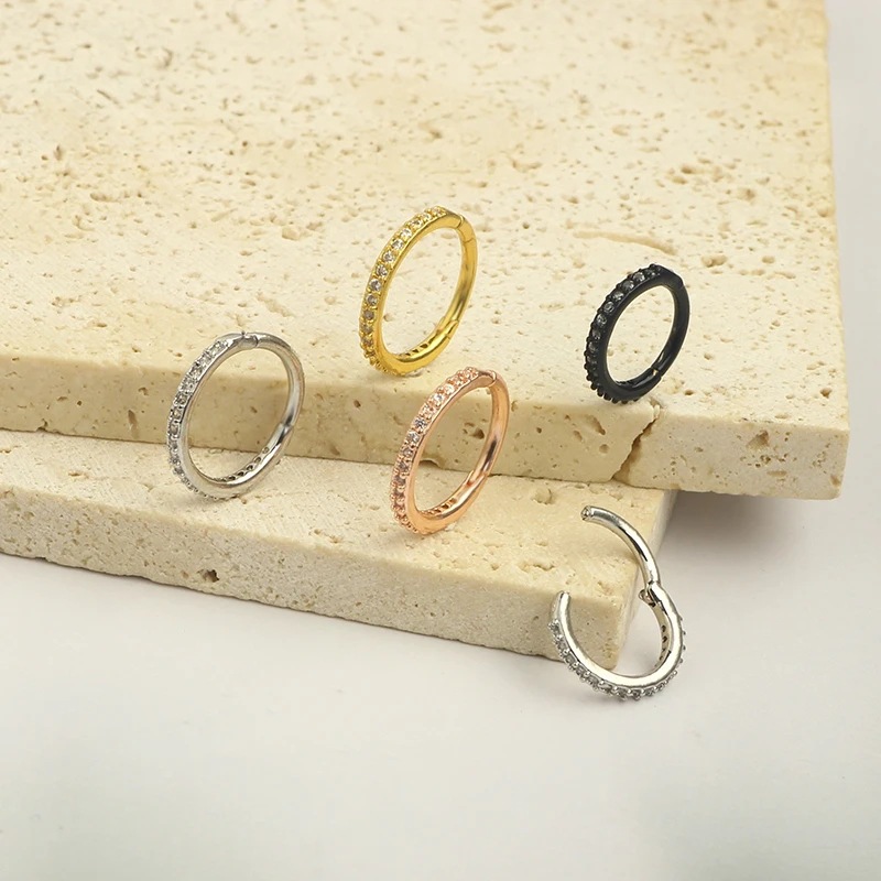 16G Clear CZ Nose Ring Hoop 31 - Body Jewelry Septum recension och pris