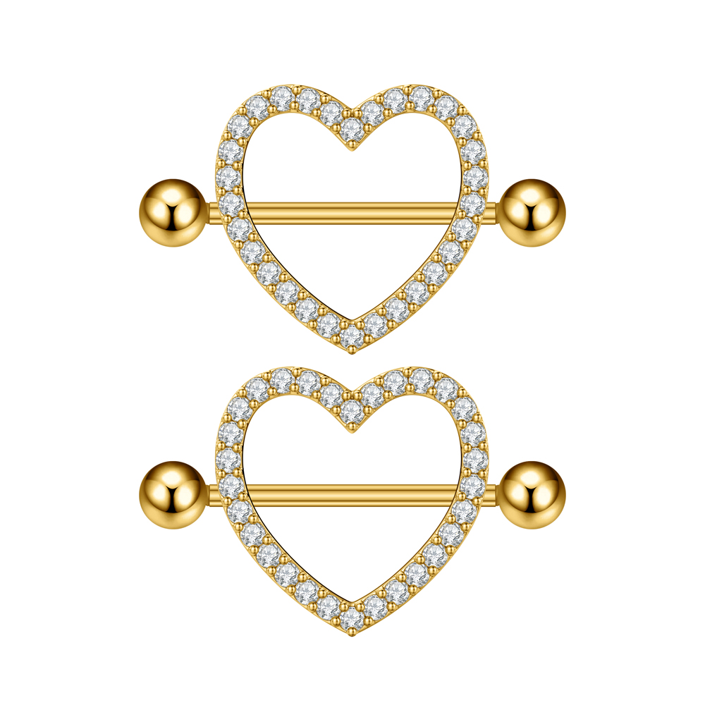 2PCS Both Sides Screwed Heart  - Body Jewelry Barbell recension och pris