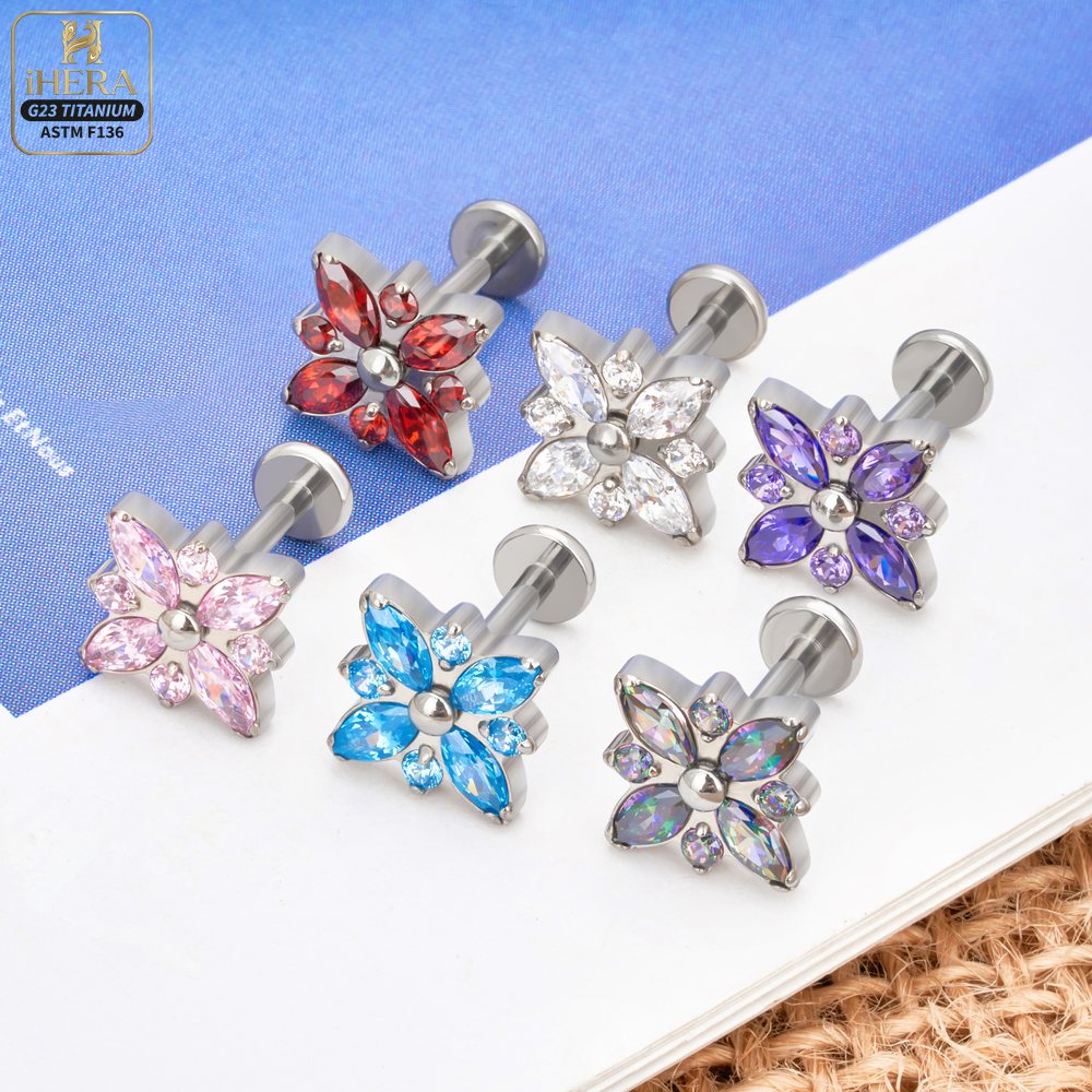 ASTM F136 Titanium Sparkly CZ  - Cluster Stud Ear recension och pris