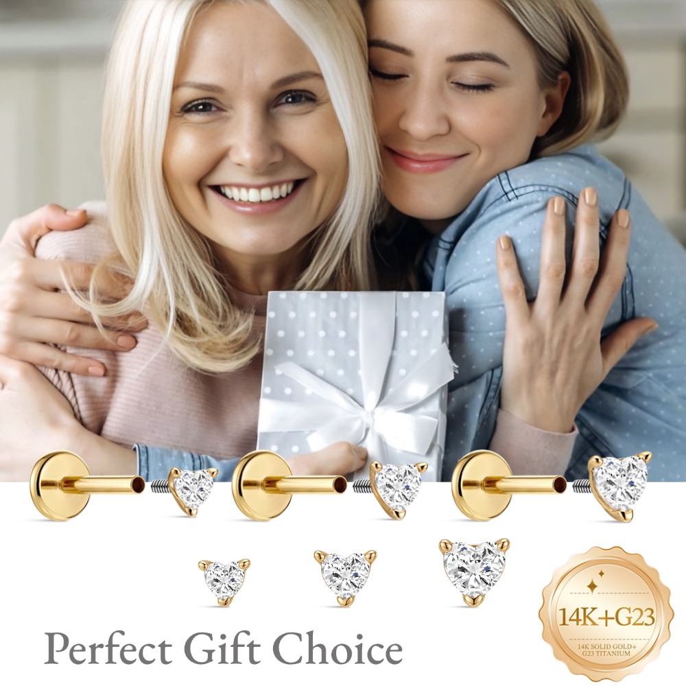 DIeSchein 14K Solid Gold Flat  - Body Jewelry Flat Back recension och pris