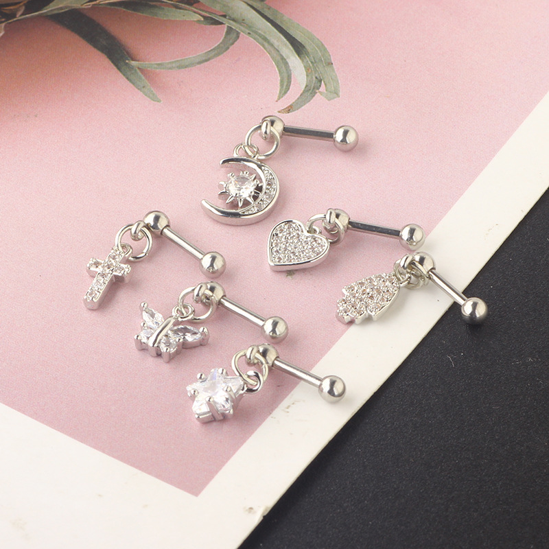 1PCS Moon Ear Cartilage Stud E - Body Jewelry Barbell recension och pris