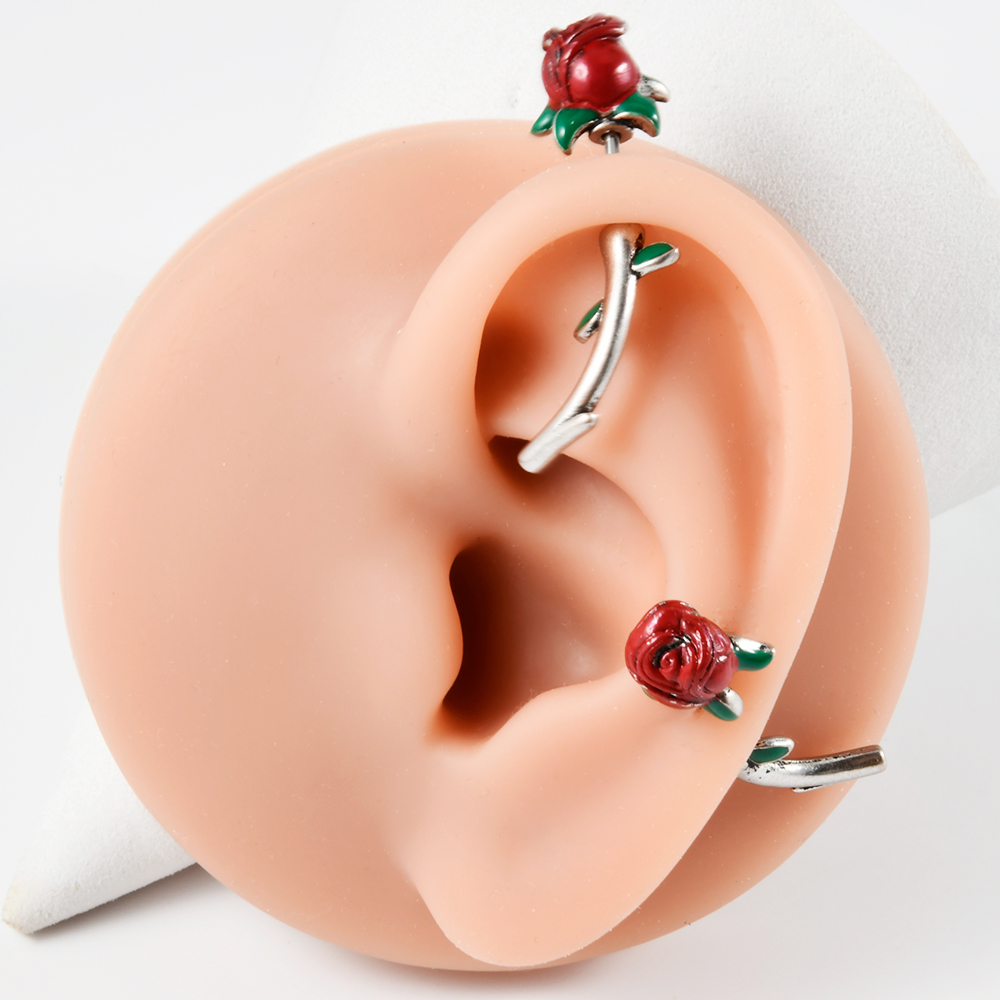 1PC Surgical Steel  Red Rose F - Body Jewelry Barbell recension och pris