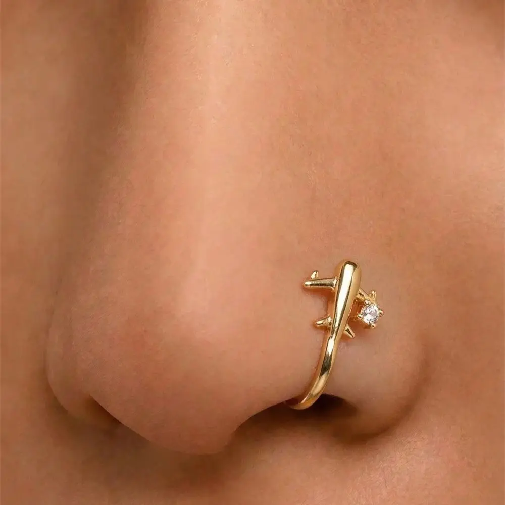 1PC Airplane Design No Piercin - Body Jewelry Nose Studs recension och pris
