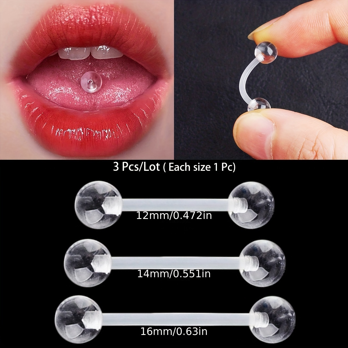 3pcs/Set (Each Size 1pc) Soft  - Body Jewelry In Store recension och pris
