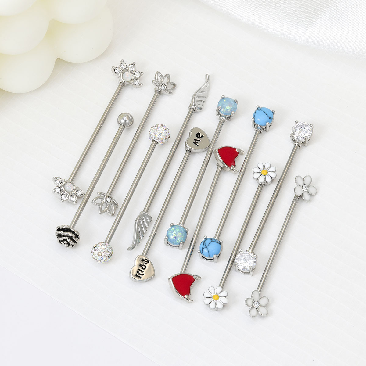16G Arrows Hearts Industrial B - Body Jewelry Barbell recension och pris