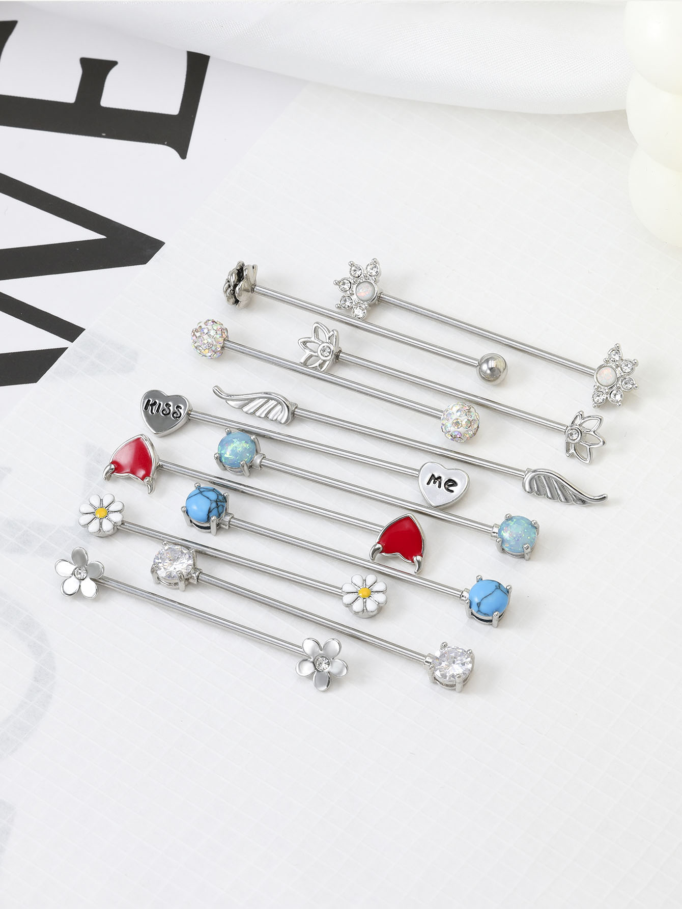 16G Arrows Hearts Industrial B - Body Jewelry Barbell recension och pris
