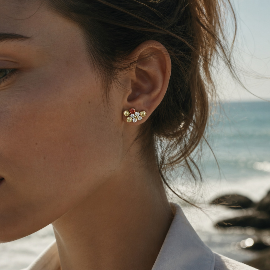 Stainless Steel Zircon Stud Ea - Cluster Stud Ear recension och pris