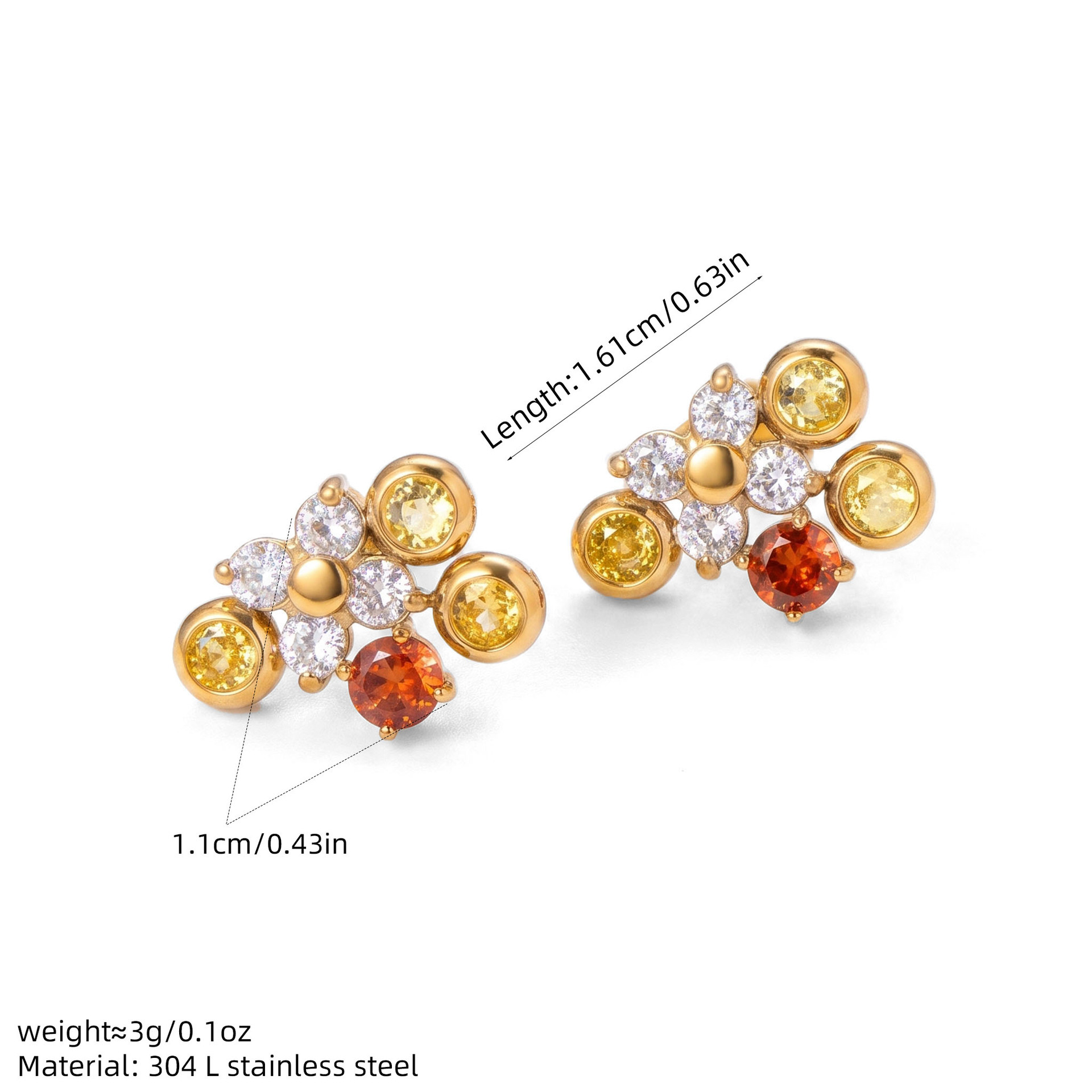 Stainless Steel Zircon Stud Ea - Cluster Stud Ear recension och pris