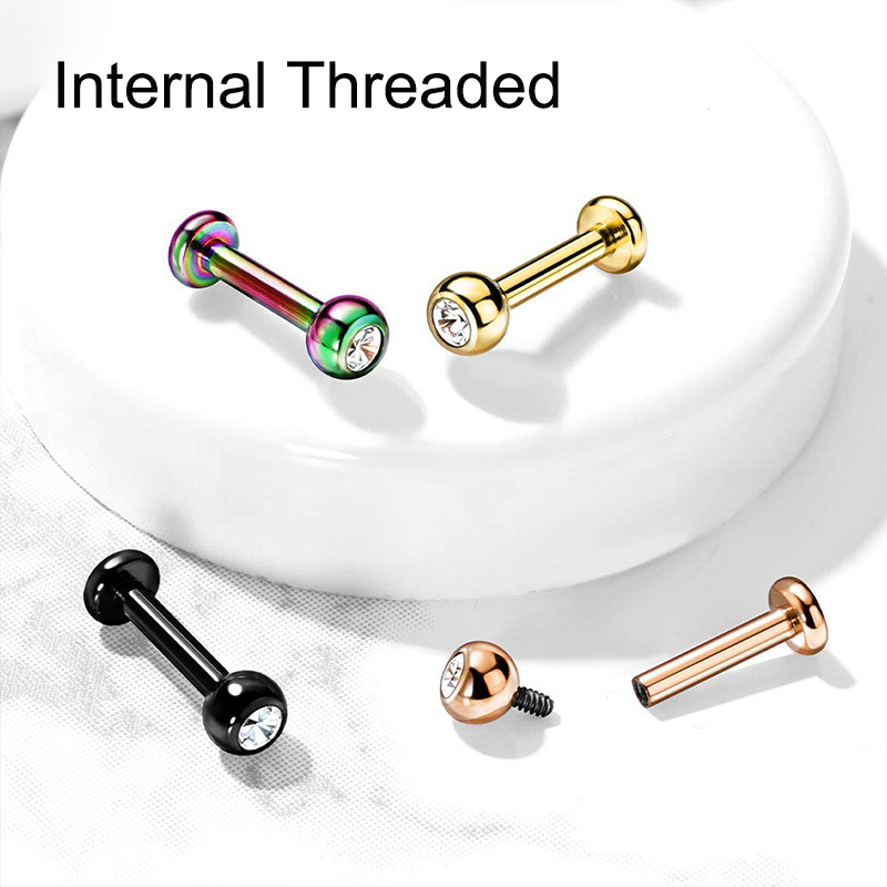 16G Surgical Steel Ball Top CZ - Body Jewelry Septum recension och pris