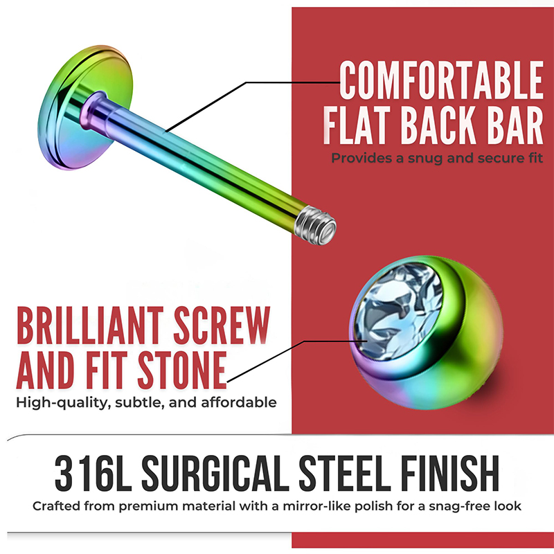 16G Surgical Steel Ball Top CZ - Body Jewelry Septum recension och pris