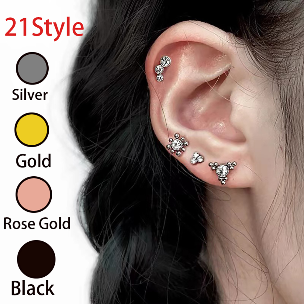 1PC Black Gold Silver Color St - Cluster Stud Ear recension och pris
