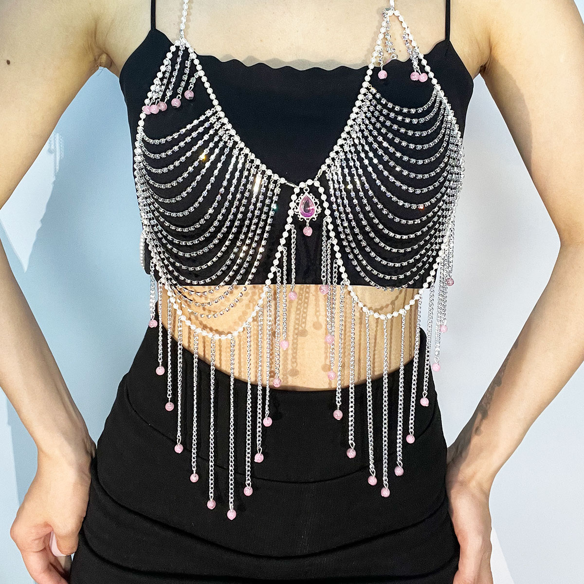Stylish Rhinestone Bra Jewelry - Body Jewelry Dress recension och pris