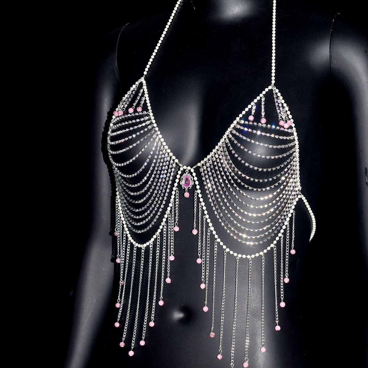 Stylish Rhinestone Bra Jewelry - Body Jewelry Dress recension och pris