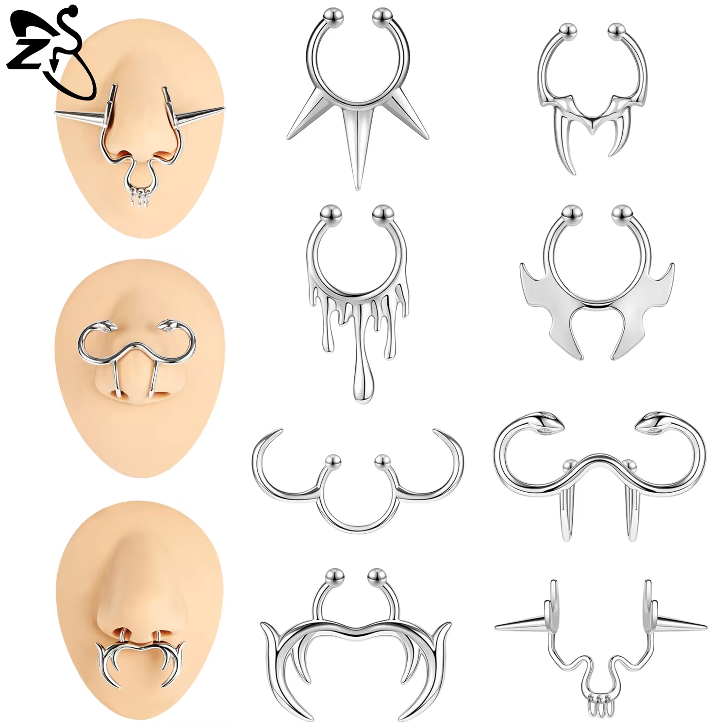 ZS 1 Piece Punk Stlye Fake Sep - Body Jewelry Nose Ring recension och pris