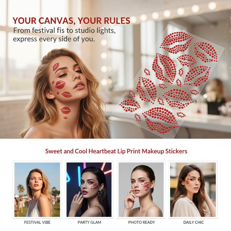 1 Sheet Realistic Red Kiss Lip - Body Jewelry Eyebrow recension och pris