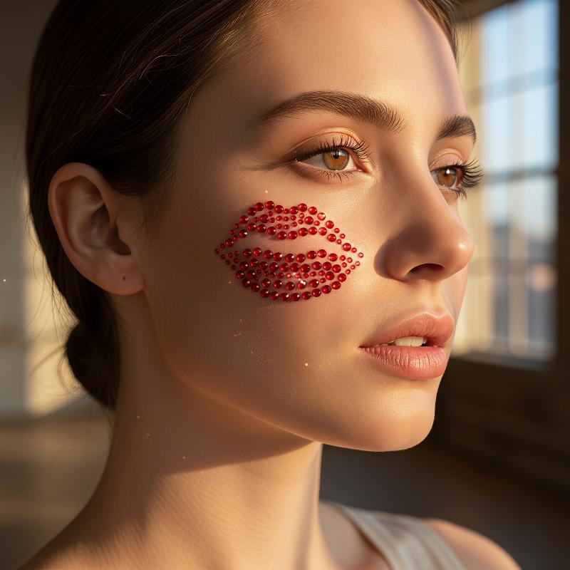 1 Sheet Realistic Red Kiss Lip - Body Jewelry Eyebrow recension och pris