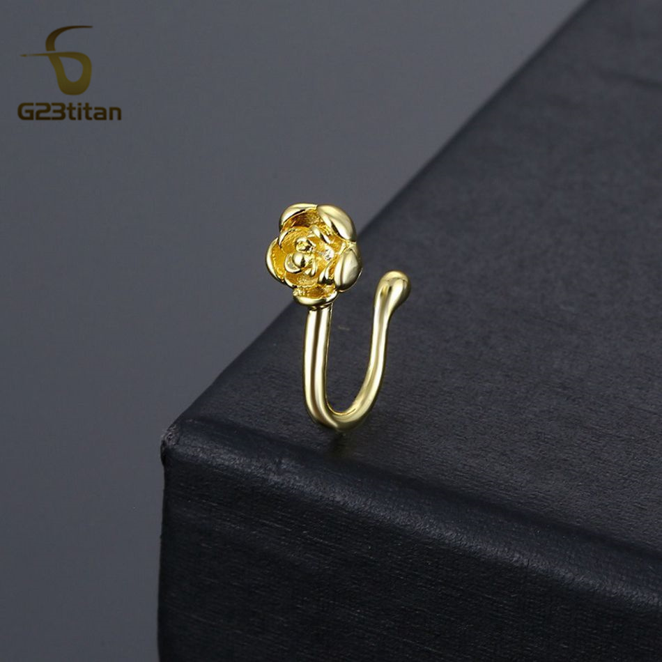 1pc Crystal Copper Rose Nose C - Body Jewelry Nose Studs recension och pris