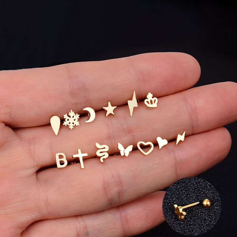 1PC Stainless Steel Mini Studs - Body Jewelry Flat Back recension och pris