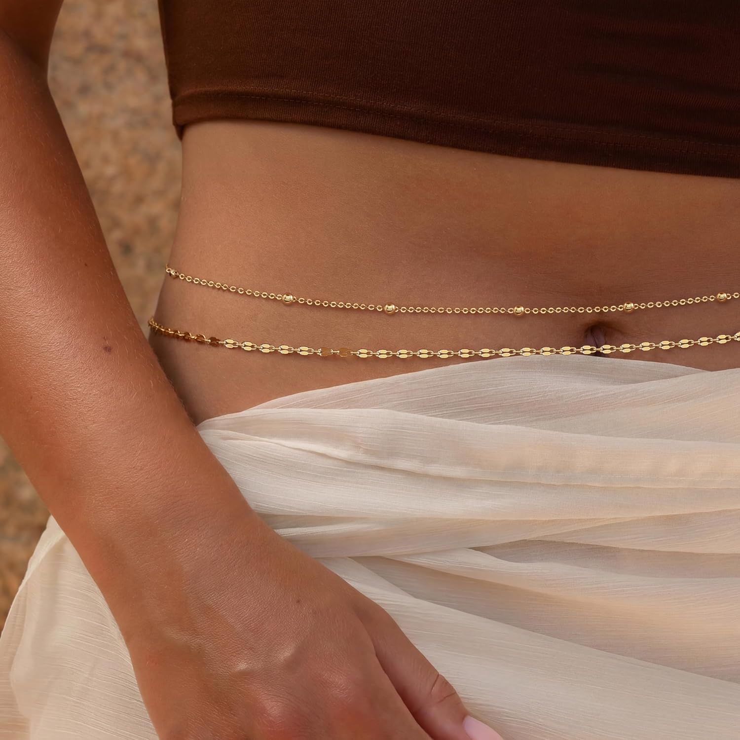 14K Gold Plated Waist Chain Wo - Body Jewelry Types recension och pris
